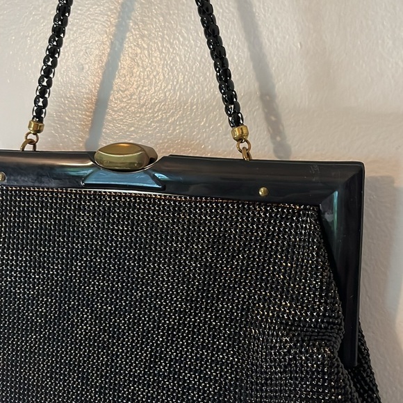 VTG 1940’s Mesh Whiting & Davis Black Handbag - Picture 5 of 8
